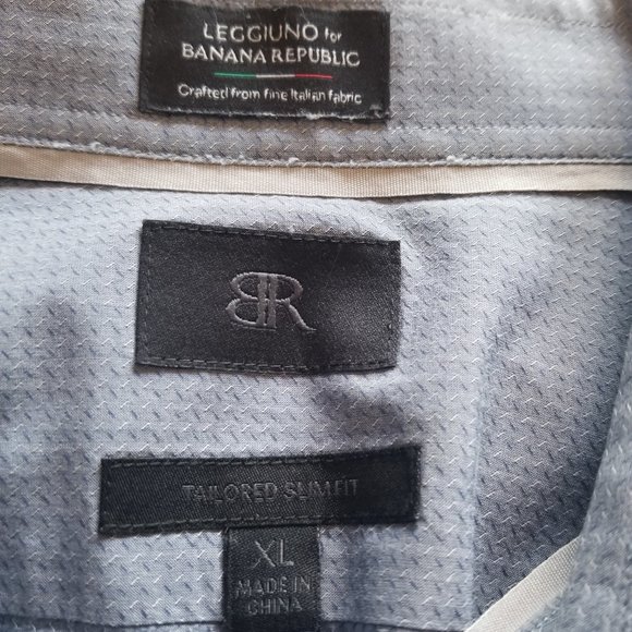 ⛱ Banana Republic BR Long Sleeve Button Up Shirt Blue Plaid Cotton XL - Slim Fit - Picture 3 of 4